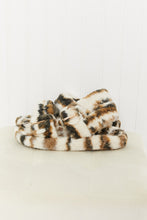 Load image into Gallery viewer, Qupid Cozy Atmosphere Striped Faux Fur Buckled Sandals
