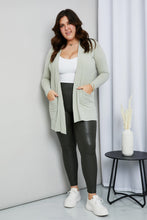 Load image into Gallery viewer, Zenana Sunday Morning Full Size Open Cardigan with Pockets in Sage