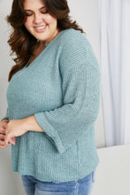 Load image into Gallery viewer, Mine and E&M Full Size Three-Quarter Sleeve Notched Sweater