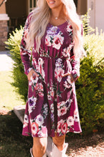 Load image into Gallery viewer, Floral Long Sleeve V-Neck Dress with Pockets