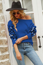 Load image into Gallery viewer, Printed Dropped Shoulder Round Neck Sweater