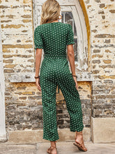 Load image into Gallery viewer, Polka Dot Belted Flounce Sleeve Jumpsuit with Pockets