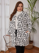 Load image into Gallery viewer, Plus Size Polka Dot V-Neck Fleece Jacket