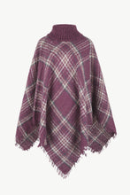 Load image into Gallery viewer, Plaid Turtleneck Fringe Detail Poncho