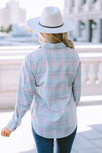 Load image into Gallery viewer, Plaid Button-Up Curved Hem Shirt