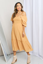 Load image into Gallery viewer, Gilli Smocked Puff Sleeve Frill Trim Midi Dress