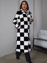 Load image into Gallery viewer, Checkered Single-Breasted Duster Teddy Coat