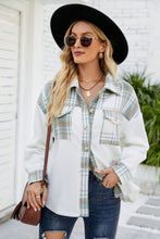 Load image into Gallery viewer, Plaid Button Front Spliced Sherpa Shacket