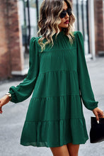 Load image into Gallery viewer, Tied Ruffle Collar Puff Sleeve Mini Dress
