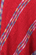 Load image into Gallery viewer, Colorful Stripe V-Neck Asymmetrical Fringe Hem Poncho