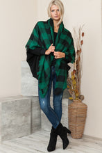 Load image into Gallery viewer, Justin Taylor Plaid Raw Hem Scarf in Green/Black