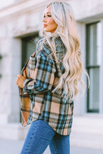 Load image into Gallery viewer, Plaid Curved Hem Shirt Jacket with Breast Pockets