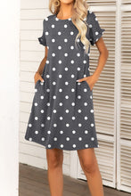 Load image into Gallery viewer, Flounce Sleeve Round Neck Dress with Pockets