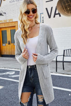 Load image into Gallery viewer, Open Front Dropped Shoulder Pocket Longline Cardigan