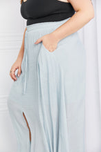 Load image into Gallery viewer, Sweet Lovely by Jen Full Size Leaps and Bounds Slit Maxi Skirt in Misty Blue