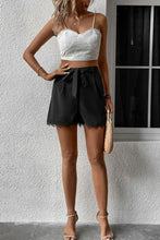 Load image into Gallery viewer, Tie Belt Lace Trim Shorts