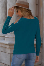 Load image into Gallery viewer, Round Neck Cold Shoulder Long Sleeve Sweater