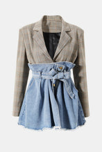 Load image into Gallery viewer, Plaid Spliced Denim Blazer RESTOCK COMING!!!