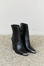 Load image into Gallery viewer, Qupid Shiny Silver Toe Detail Faux Leather Booties