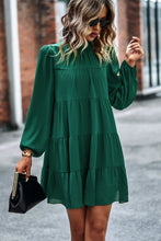 Load image into Gallery viewer, Tied Ruffle Collar Puff Sleeve Mini Dress