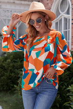 Load image into Gallery viewer, Geometric Flounce Sleeve Blouse