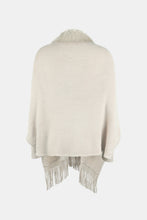Load image into Gallery viewer, Faux Fur Trim Fringe Hem Poncho