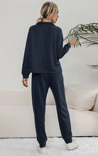 Load image into Gallery viewer, Snap Collar Top and Lounge Pants Set