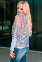 Load image into Gallery viewer, Striped Round Neck Long Raglan Sleeve Tee