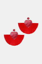 Load image into Gallery viewer, Heart Shape Fringed Dangle Earrings