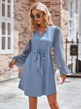 Load image into Gallery viewer, Tied Swiss Dot Long Sleeve Mini Dress