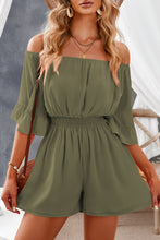 Load image into Gallery viewer, Off-Shoulder Army Green Romper DIBS