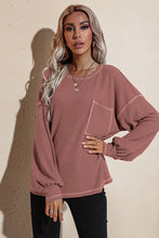 Load image into Gallery viewer, Contrast Stitching Waffle Top