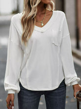 Load image into Gallery viewer, Seam Detail V-Neck Lantern Sleeve Top