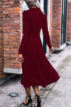 Load image into Gallery viewer, Ruffle Collar Pleated Long Sleeve Dress
