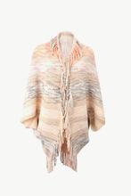 Load image into Gallery viewer, Heathered Open Front Fringed Poncho