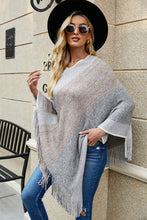 Load image into Gallery viewer, Color Block V-Neck Brushed Poncho