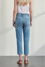 Load image into Gallery viewer, Muselooks Distressed High-Rise Raw Hem Cropped Jeans