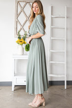 Load image into Gallery viewer, HEYSON Full Size Napa Valley Gauze Surplice Midi Dress