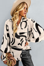 Load image into Gallery viewer, Printed Lantern Sleeve Button-Up Shirt