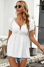 Load image into Gallery viewer, Notched Neck Smocked Babydoll Top
