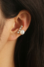 Load image into Gallery viewer, Pearl and Rhinestone Cuff Earrings