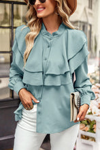 Load image into Gallery viewer, Ruffled Button-Up Puff Sleeve Blouse