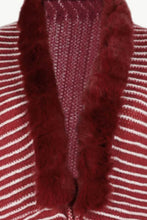 Load image into Gallery viewer, Striped Faux Fur Trim Open Front Cardigan