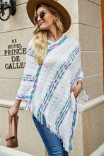 Load image into Gallery viewer, Colorful Stripe V-Neck Asymmetrical Fringe Hem Poncho