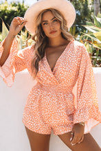 Load image into Gallery viewer, Printed Flare Sleeve Surplice Romper