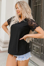 Load image into Gallery viewer, V-Neck Short Sleeve Lace Trim Blouse