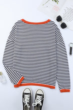 Load image into Gallery viewer, Contrast Striped Dropped Shoulder Sweater