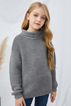 Load image into Gallery viewer, Girls Dropped Shoulder Turtleneck Sweater
