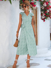 Load image into Gallery viewer, Printed Tied Flutter Sleeve Dress