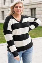 Load image into Gallery viewer, Plus Size Striped V-Neck Sweater